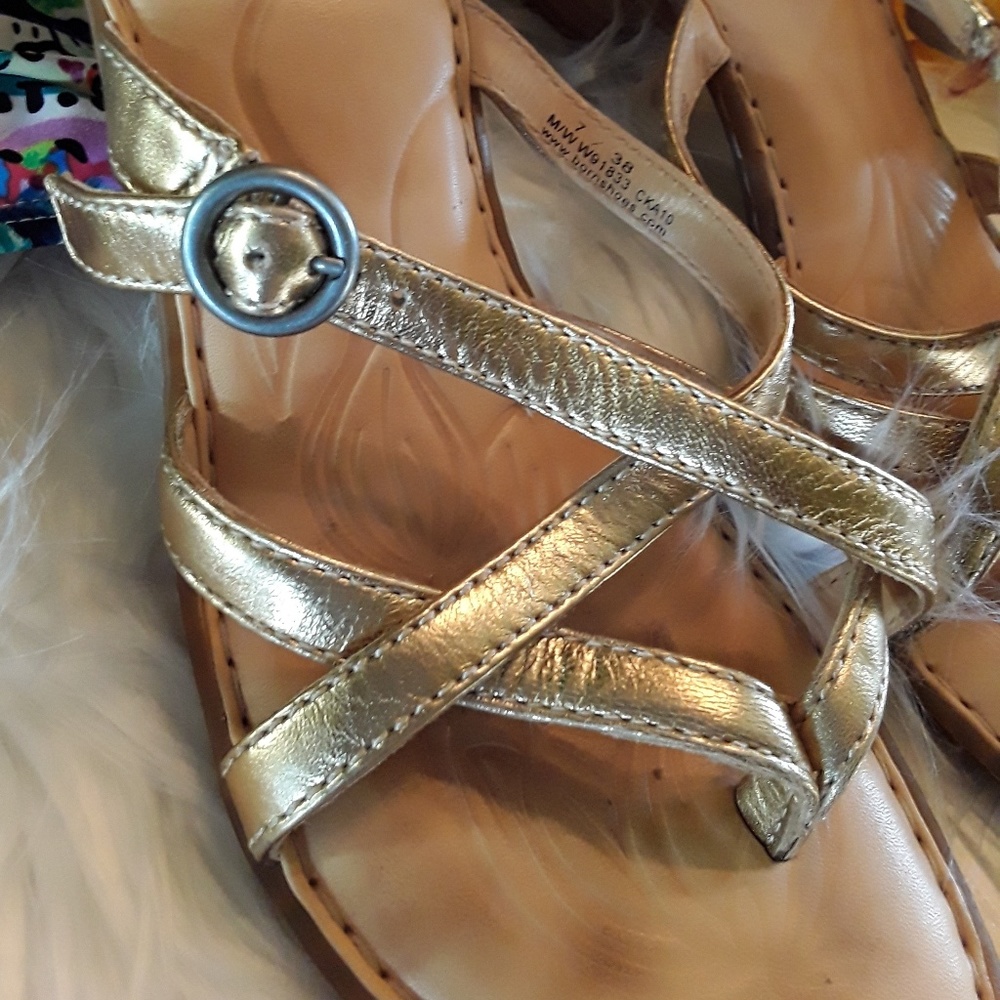 Born Gold Leather Sandals - Picture 2 of 6